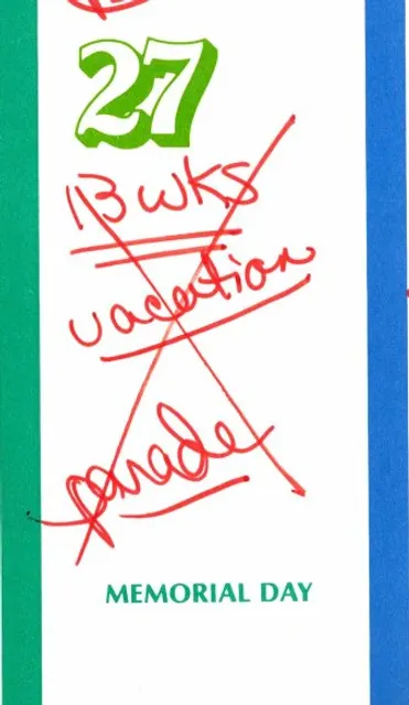 The calendar for May 27, in Marie’s handwriting